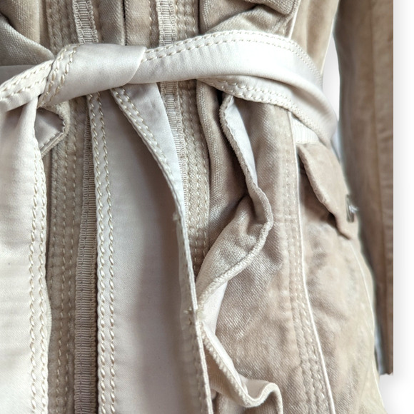 WHBM Beige Velvet Belted Jacket Size 00 - Picture 3 of 6